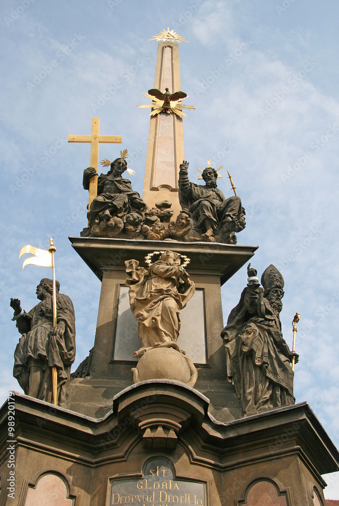 PRAGUE, CZECH REPUBLIC - APRIL 16, 2010: Holy Trinity Column (Plague Column) at Lesser Town Square (Mala Strana). Prague, Czech Republic PRAGUE, CZECH REPUBLIC - APRIL 16, 2010: Holy Trinity Column (Plague Column) at Lesser Town Square (Mala Strana). Prague, Czech Republic