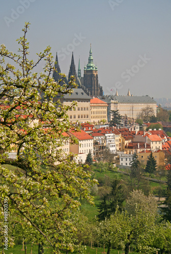 PRAGUE, CZECH REPUBLIC - APRIL 19, 2010: View at Prague castle from Petrin hill n Prague, Czech Republic