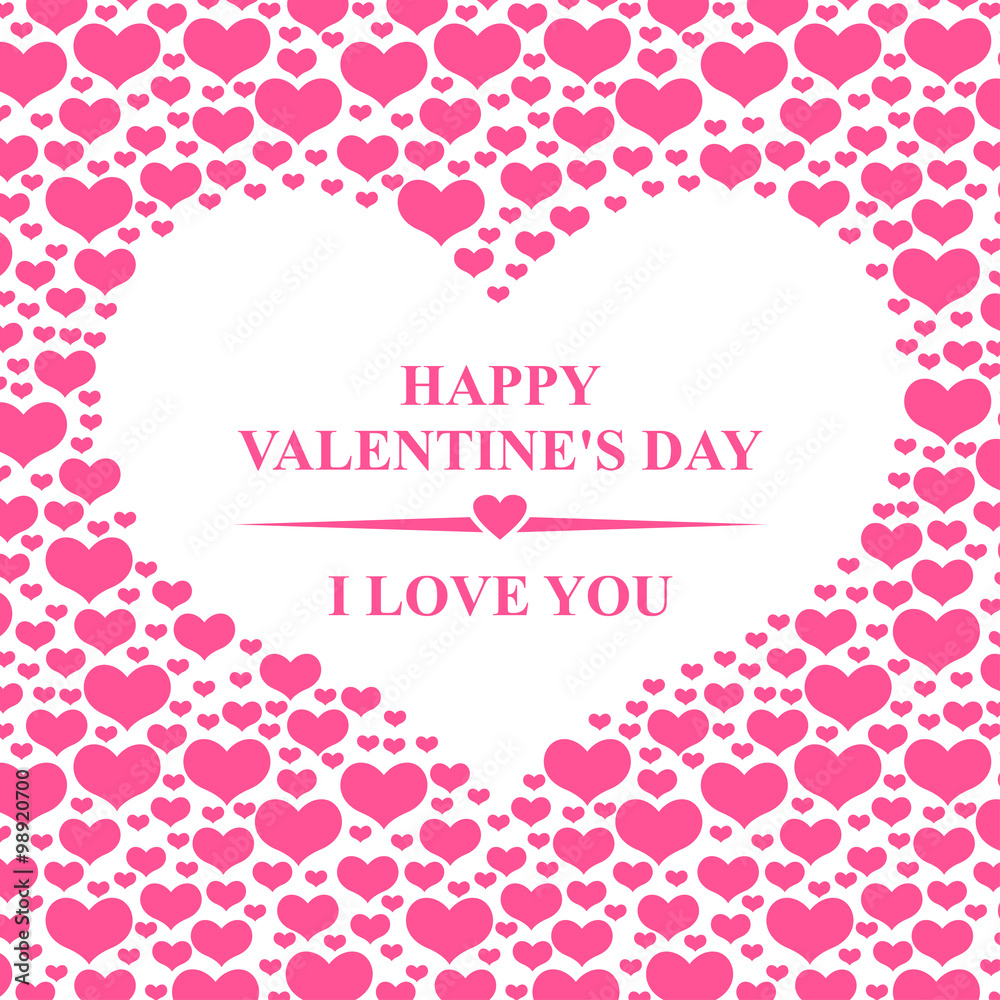 Valentines day card with hearts on hearts background Valentines day card with hearts on hearts background