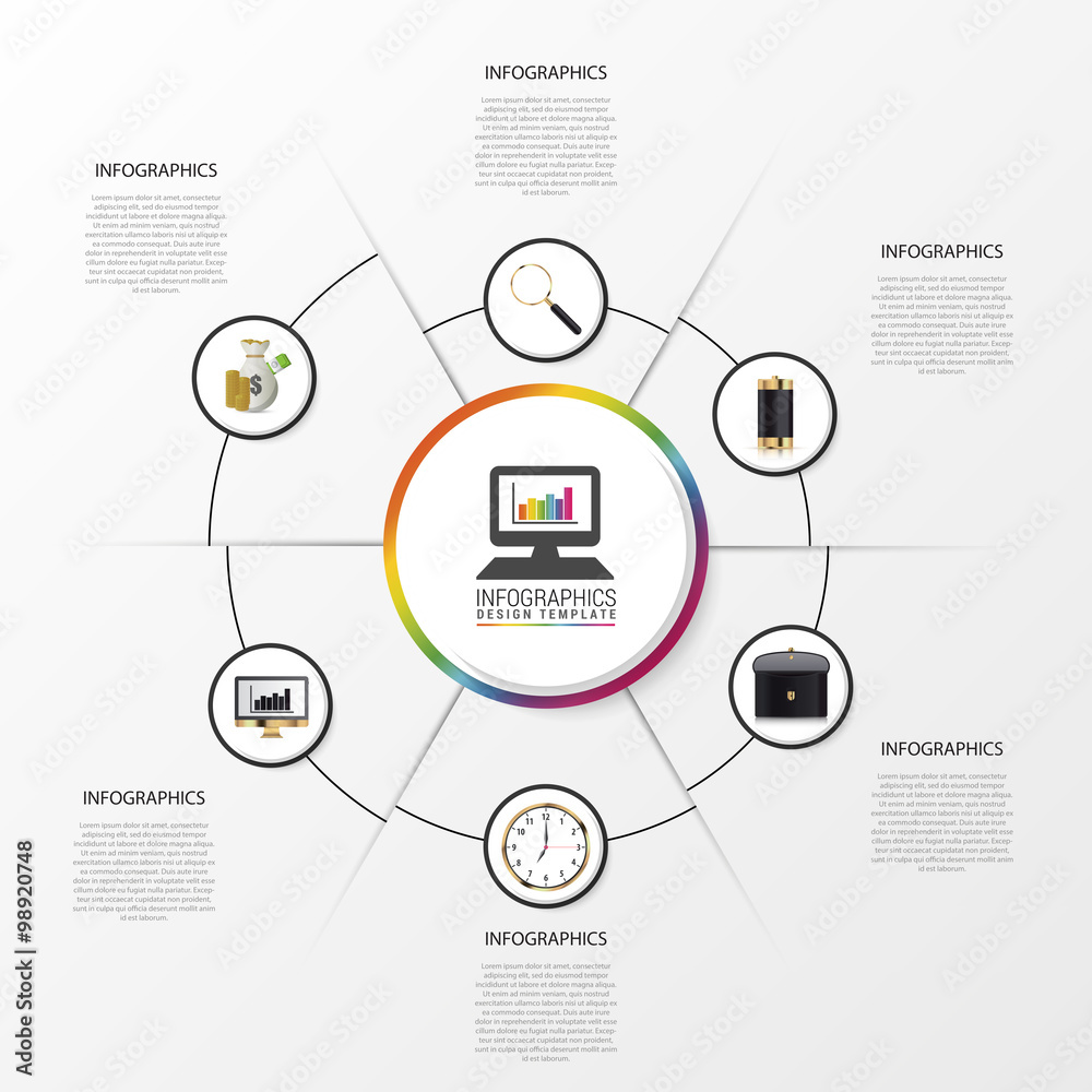 Obraz premium Vector circle elements for infographic. Template for cycling diagram