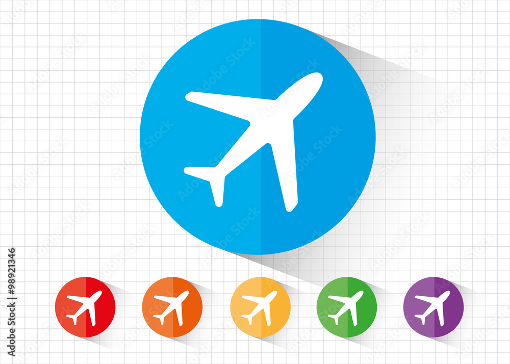 Colorful Airplane Icons Flat Design