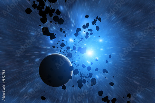 Fototapeta Naklejka Na Ścianę i Meble -  Asteroids on a starry background. 