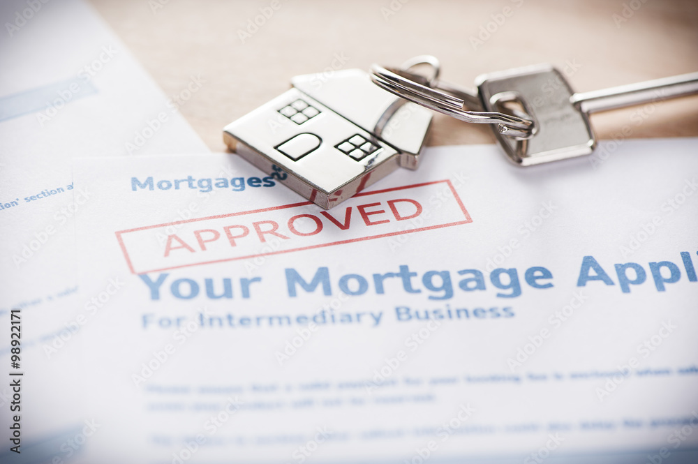 Approved mortgage loan agreement application - obrazy, fototapety, plakaty 