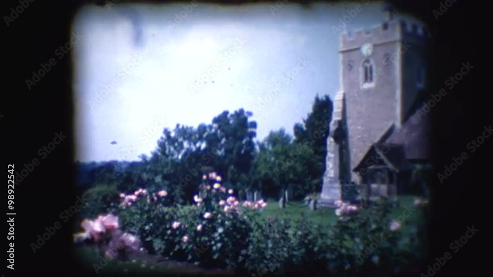 Vintage 8mm footage of an English Church in the countryside