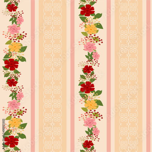 Vector repeating pattern with garlands of flowers. photo