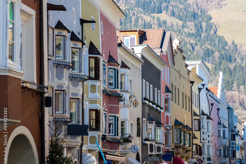 row of typical mountain homes