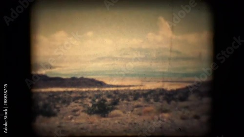View of the Nevada desert outside Las Vegas in the mid 1960's photo