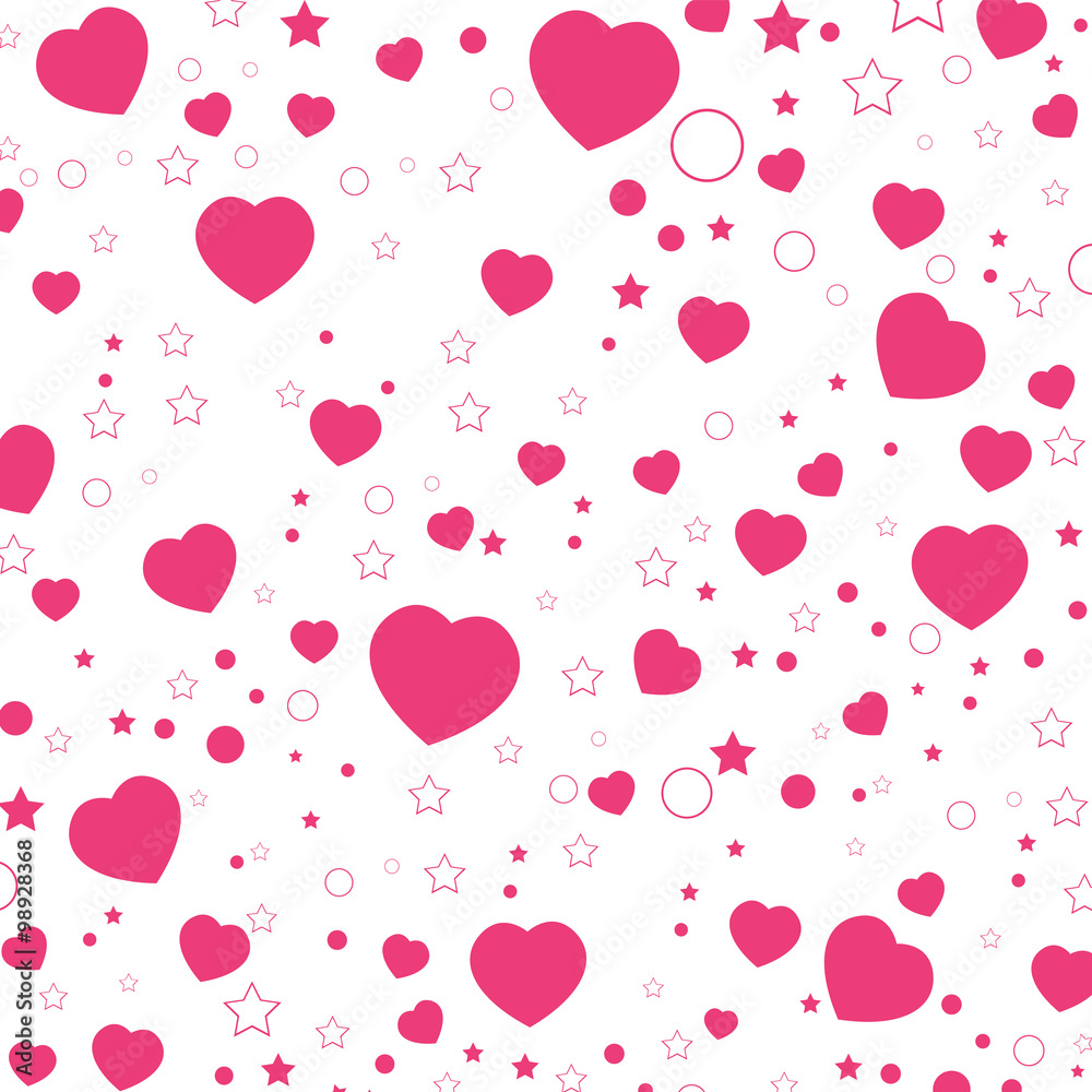 Valentine's Day and Pink Heart isolated on white background. Vector Valentine's Day Background.