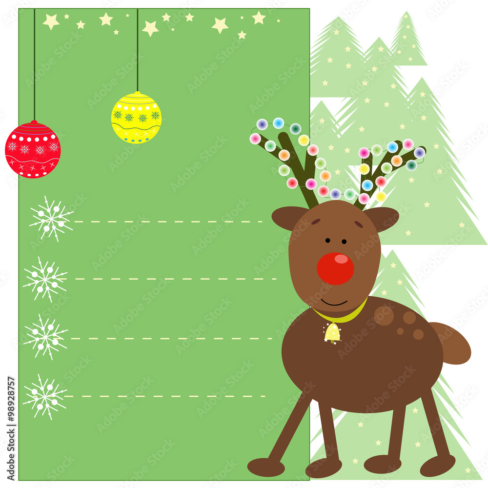 Christmas greeting card with cute reindeer and place for your text. Christmas greeting card with cute reindeer and place for your text.