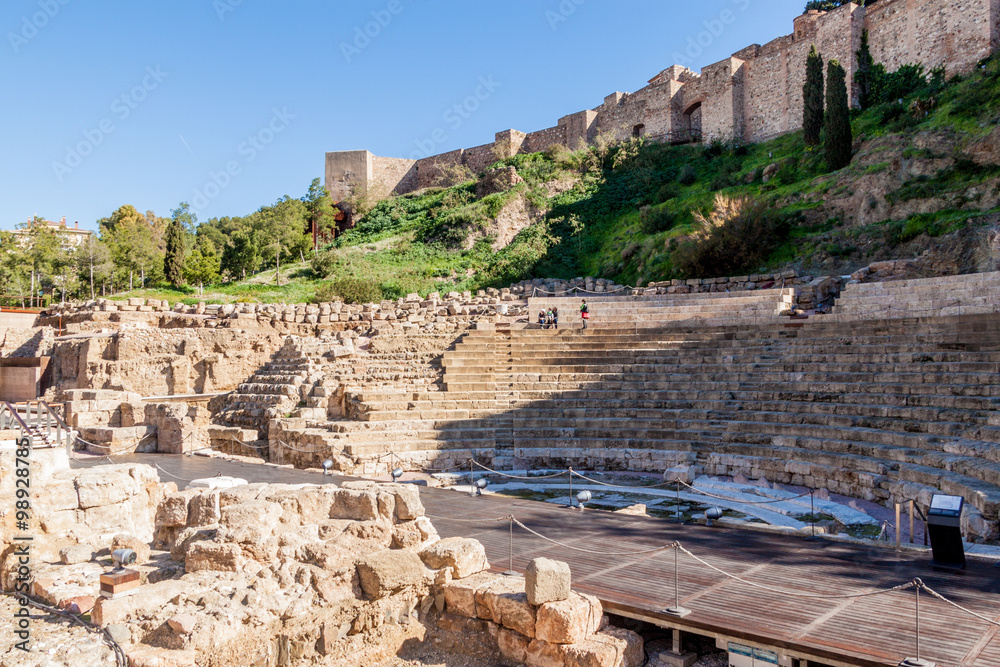 Roman amphitheatre ruin in Malaga, Spain