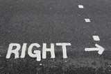 Right painted on a road surface