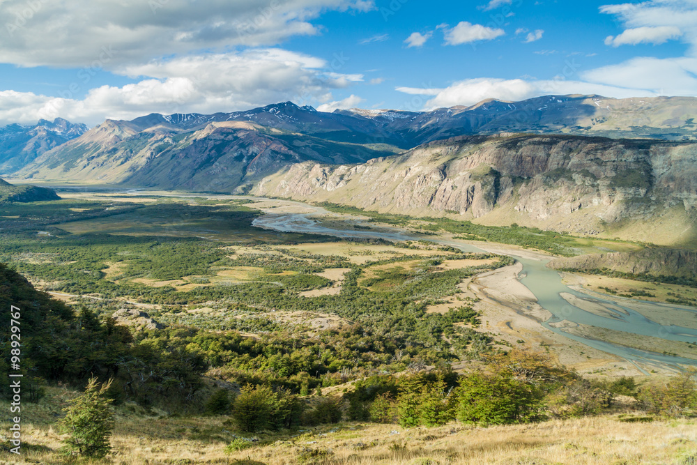 Rio de las Vueltas river valley in National Park Los Glaciares, Patagonia, Argentina