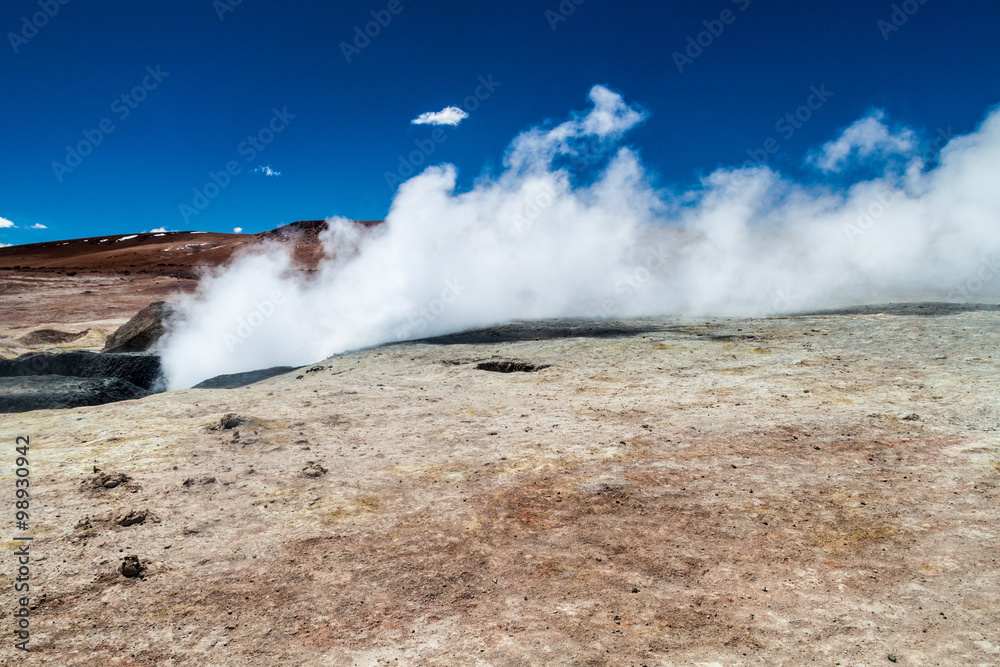One of geysers in geyser basin Sol de Manana, Bolivia