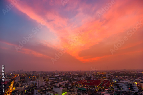 Beautiful Cityscape Sunset at Bangkok, Thailand