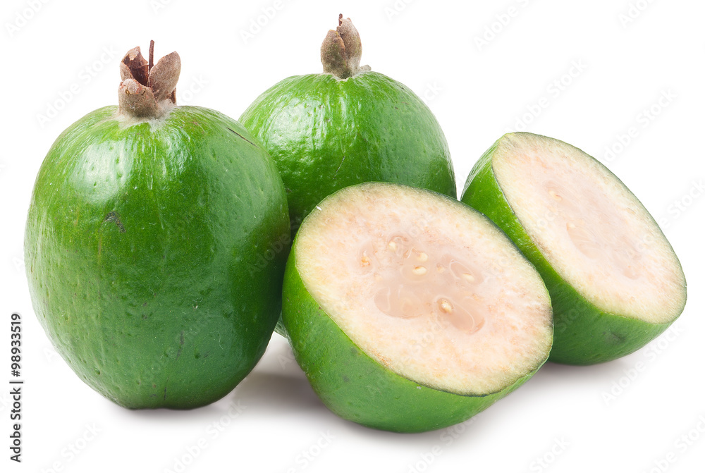 Tropical fruit feijoa isolated on white background Tropical fruit feijoa isolated on white background