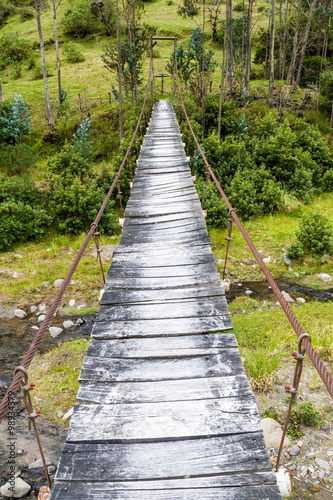 Suspension bridge over Toachi river near Quilotoa crater, Ecuador © Matyas Rehak