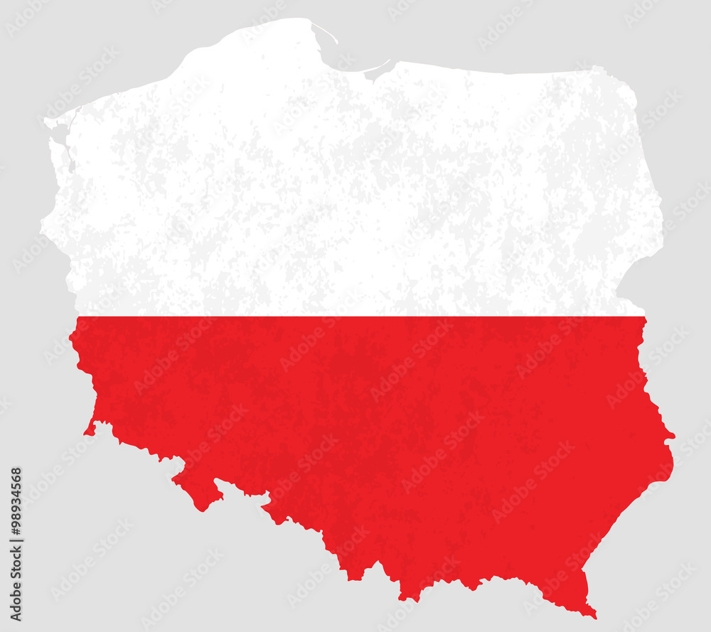 Obraz premium Map of Poland, Filled with the National Flag 
