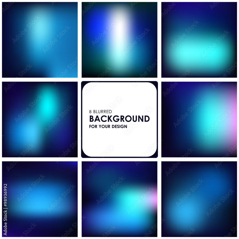 Fototapeta premium Set of abstract blue blurred backgrounds
