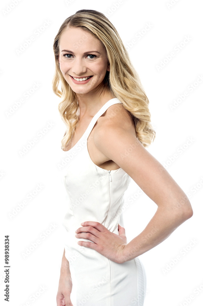 Beautiful woman posing sideways Beautiful woman posing sideways