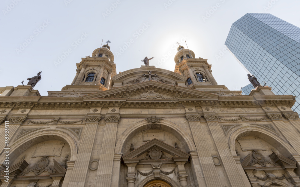 THE METROPOLITAN CATHEDRAL-Nov 14, 2015: The cathedral is one of Santiago's main tourist attractions, due to its very special beauty and position on the Westside of Plaza de Armas. (Santiago, Chile)