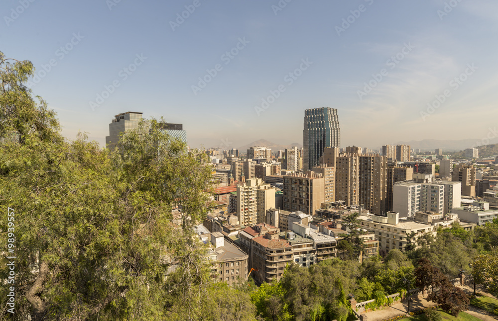 SANTIAGO-NOV 14, 2015: Landscape of Santiago. The city is located an elevation of 520 meters above mean sea level, the capital of Chile. (Santiago, Chile)