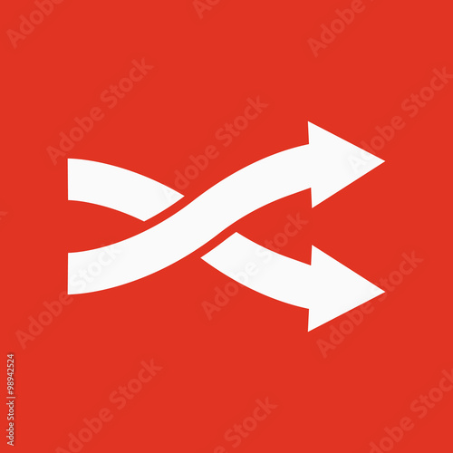 The intersecting arrows icon. Exchange and turn, cross symbol. Flat