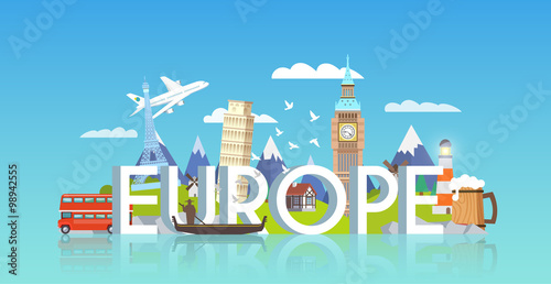 Travel banner. Trip to Europe.