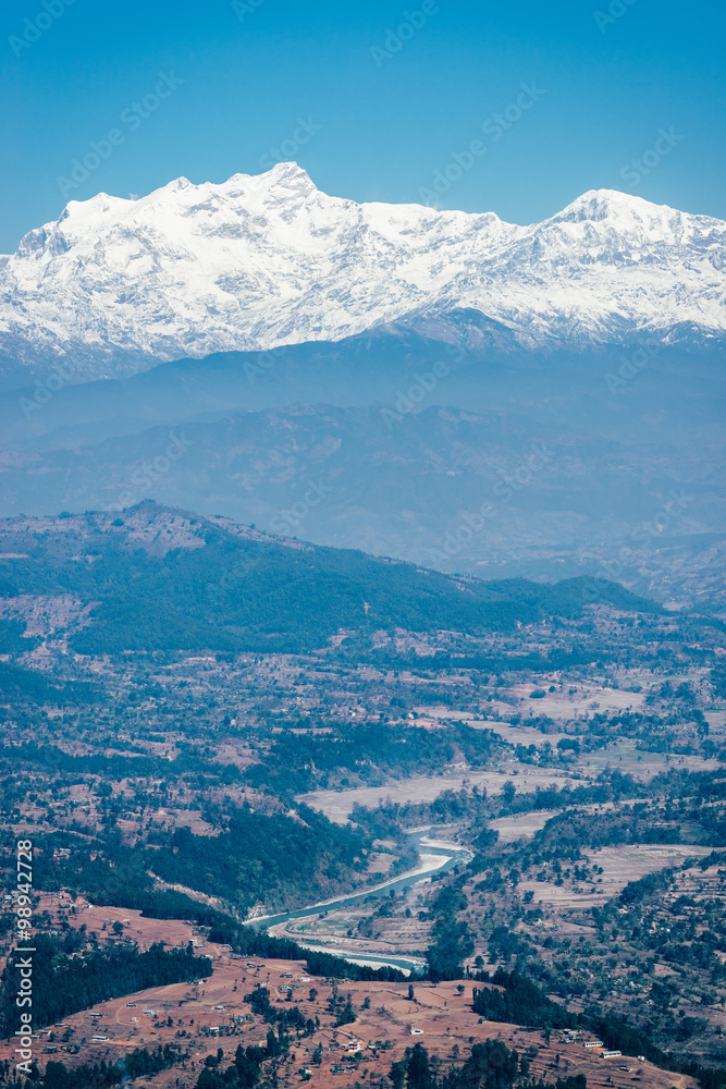 View on the Himalayas in Nepal