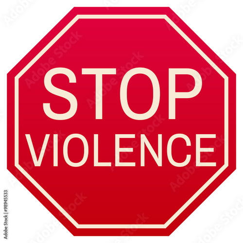 vector stop violence red symbol, isolated on white background