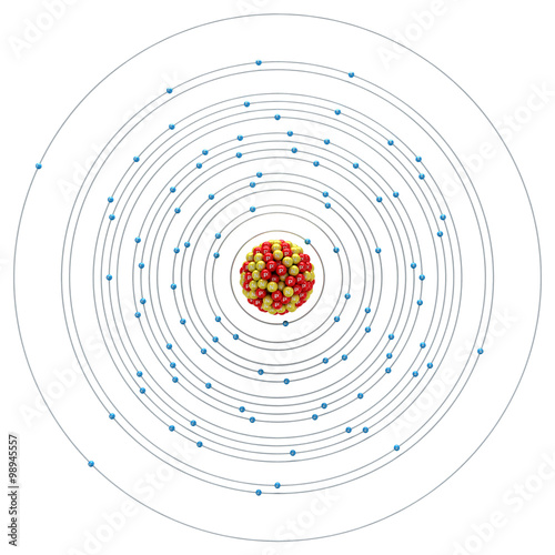 Plutonium atom on a white background