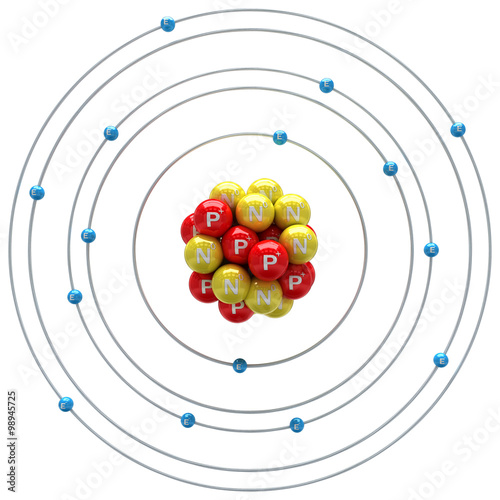 Phosphorus atom on a white background