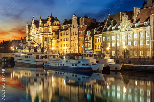 Old Town and Motlawa river in Gdansk, Poland.