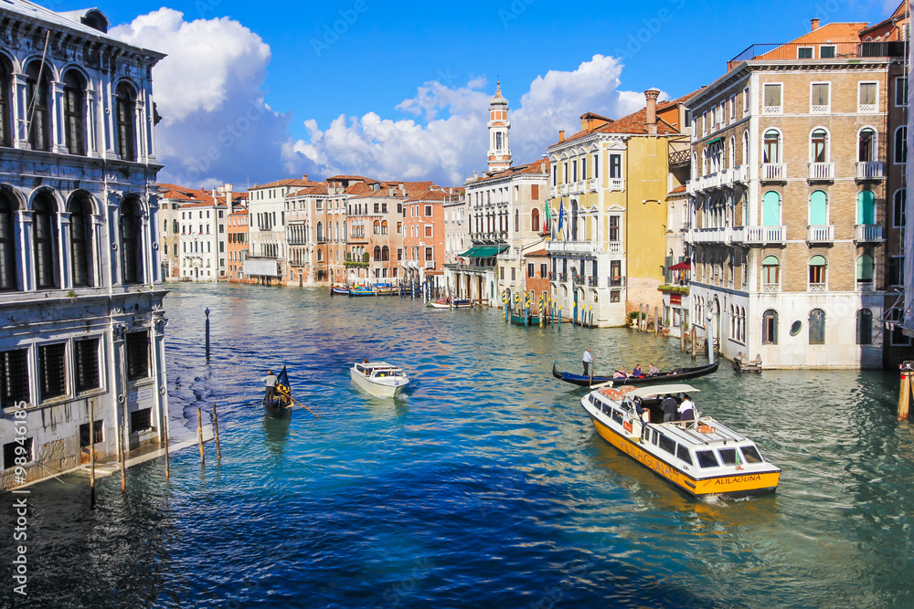 Fototapeta premium Grand Canal with view from bridge in Venice Italy.JPG