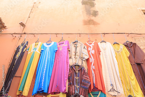 Clothes for sale in the streets of Marrakech, Morocco
