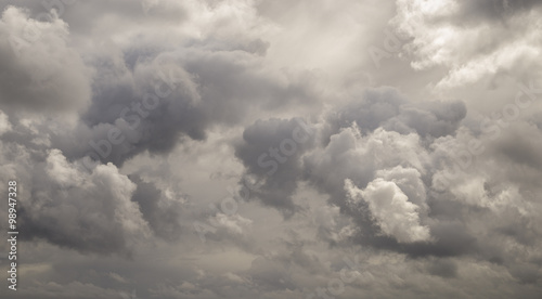 Canvas Print Dark ominous grey storm clouds. Dramatic sky in Patagonia
