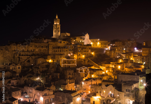panoramic view of typical stones  Sassi di Matera  and church of Matera UNESCO European Capital of Culture 2019