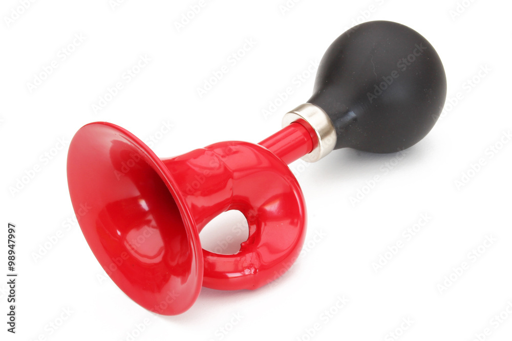 Trompette klaxon rouge / Red air horn trumpet Stock Photo