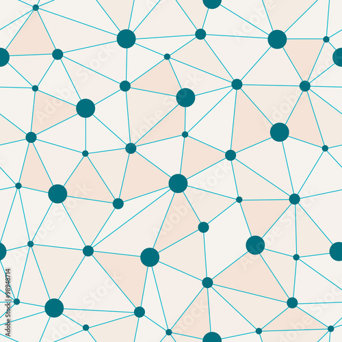 Canvas Print Atomic Background with Interconnected Blue Dots