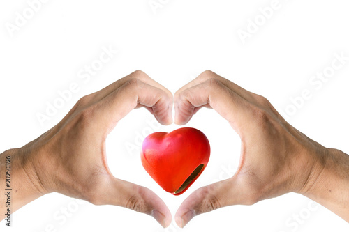 Heart shape with the hand symbol.