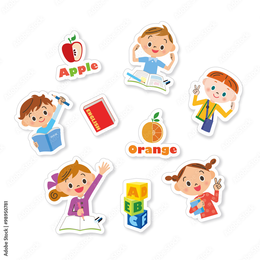 英語の勉強する子供達