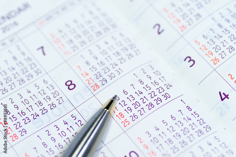 Image of schedule planning, with calendar and pen Image of schedule planning, with calendar and pen