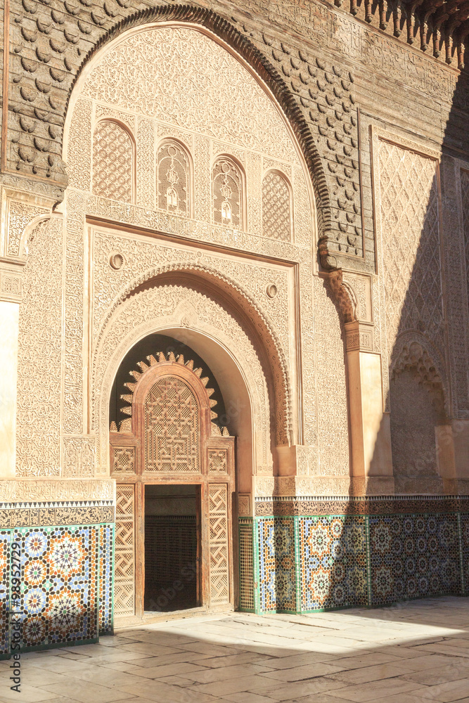 Ben Yussef Medersa at Marrakech, Morocco, koran school..