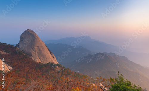 sunrise of Baegundae peak  Autumn Season at Bukhansan mountains