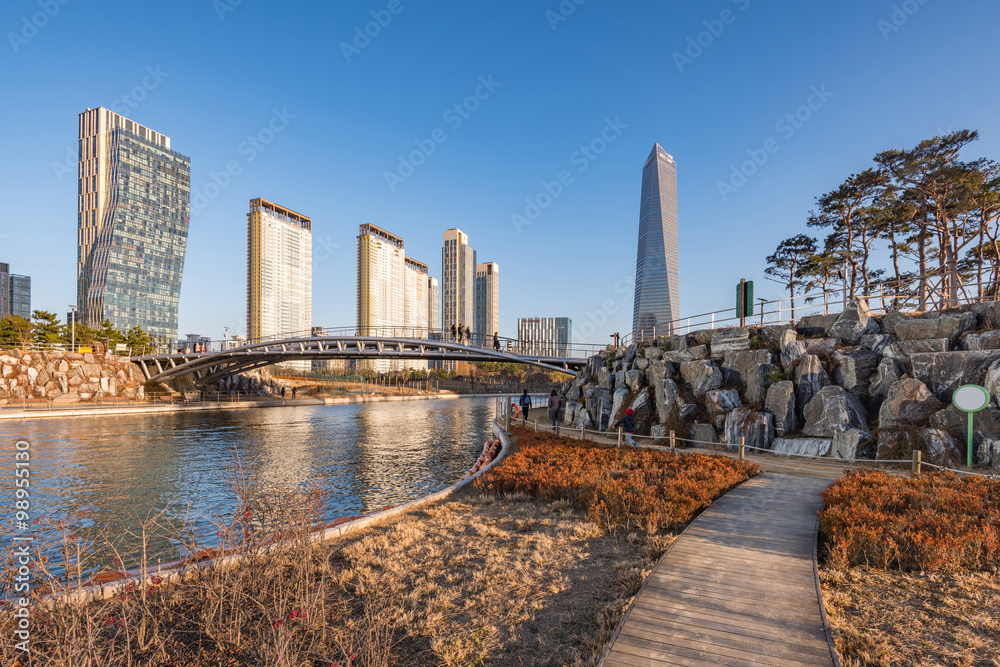 Songdo Central Park in Songdo International Business District ,