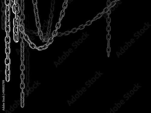 hanging chains, on black background
