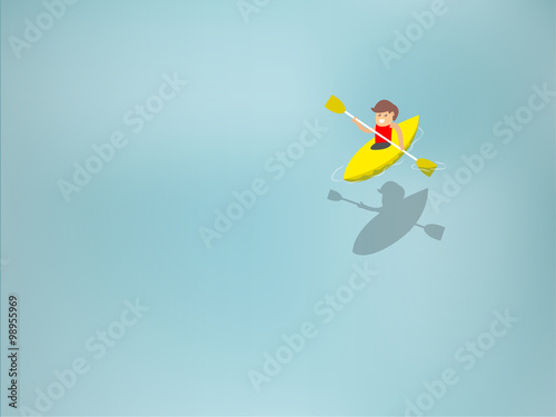 beautiful design of man is kayaking in transparent sea © mhaprang