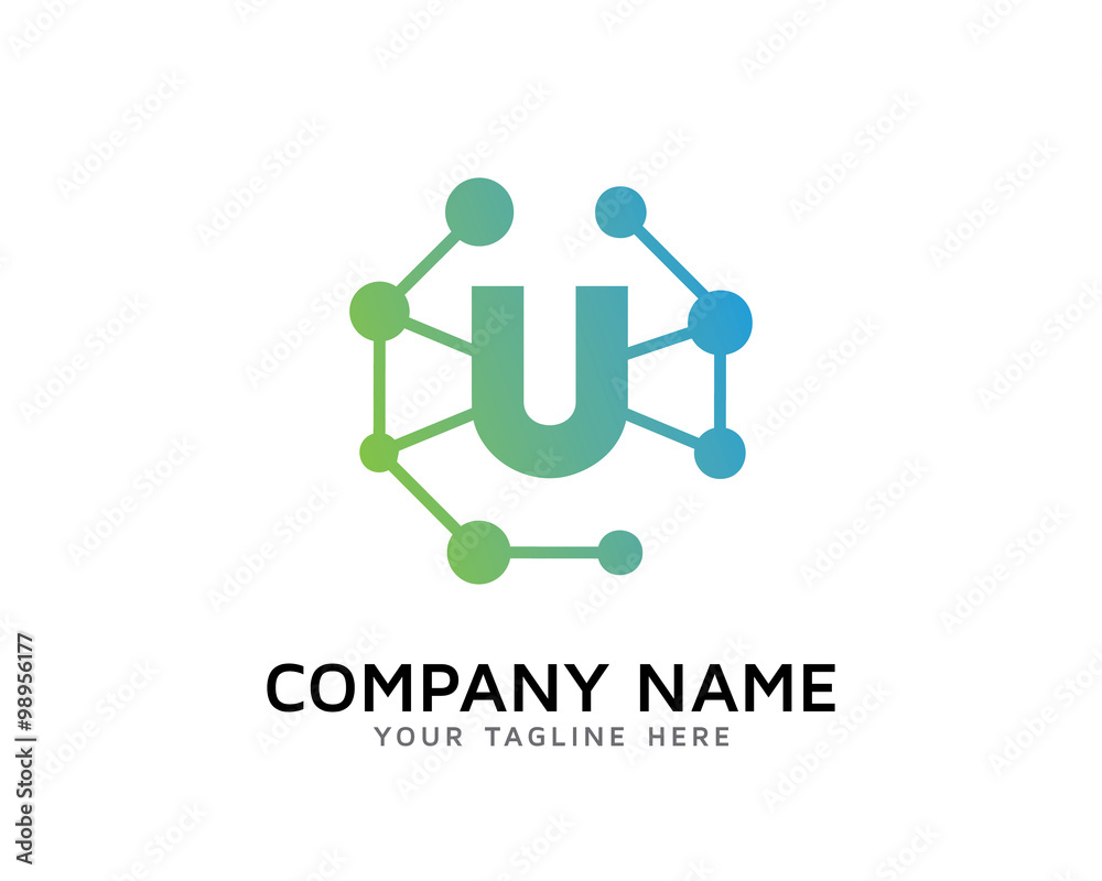 Letter U Connecting Network Logo Letter U Connecting Network Logo