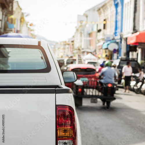 Cars on the road in the old town, Phuket, Thailand © surasaki