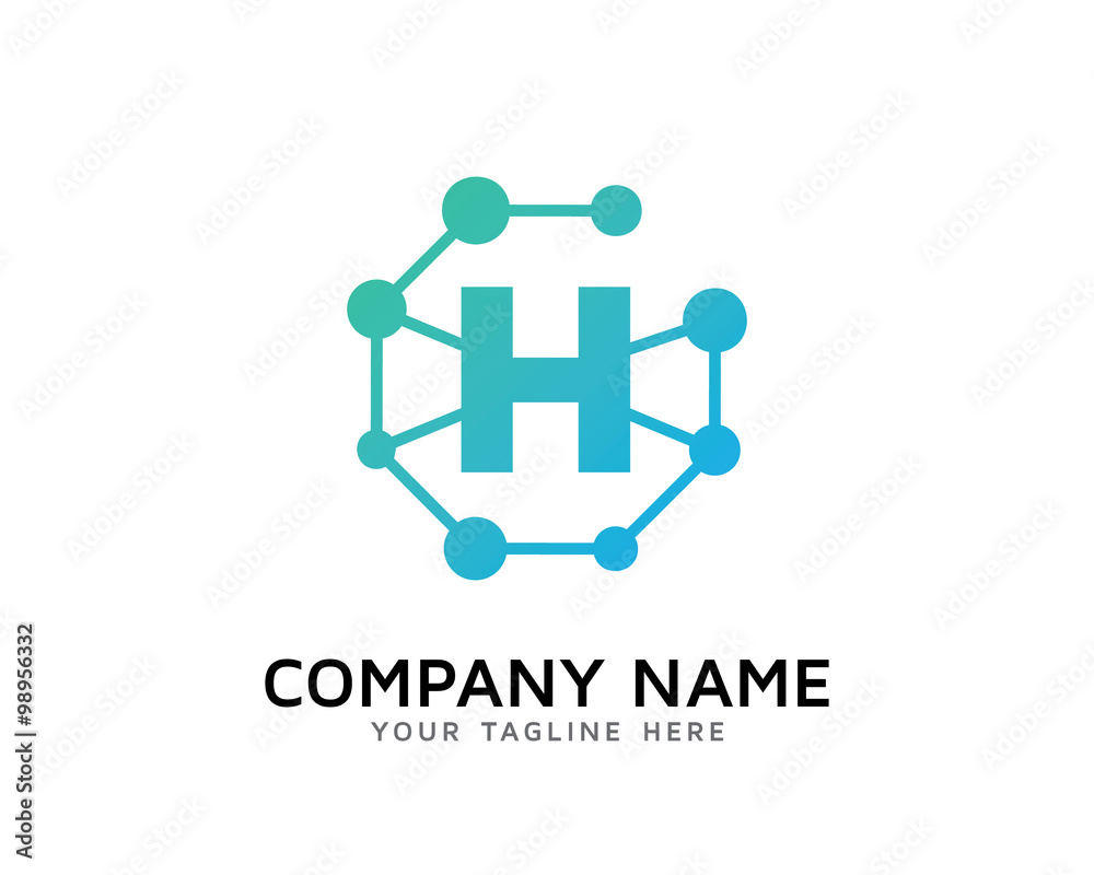 Letter H Connecting Network Logo Letter H Connecting Network Logo