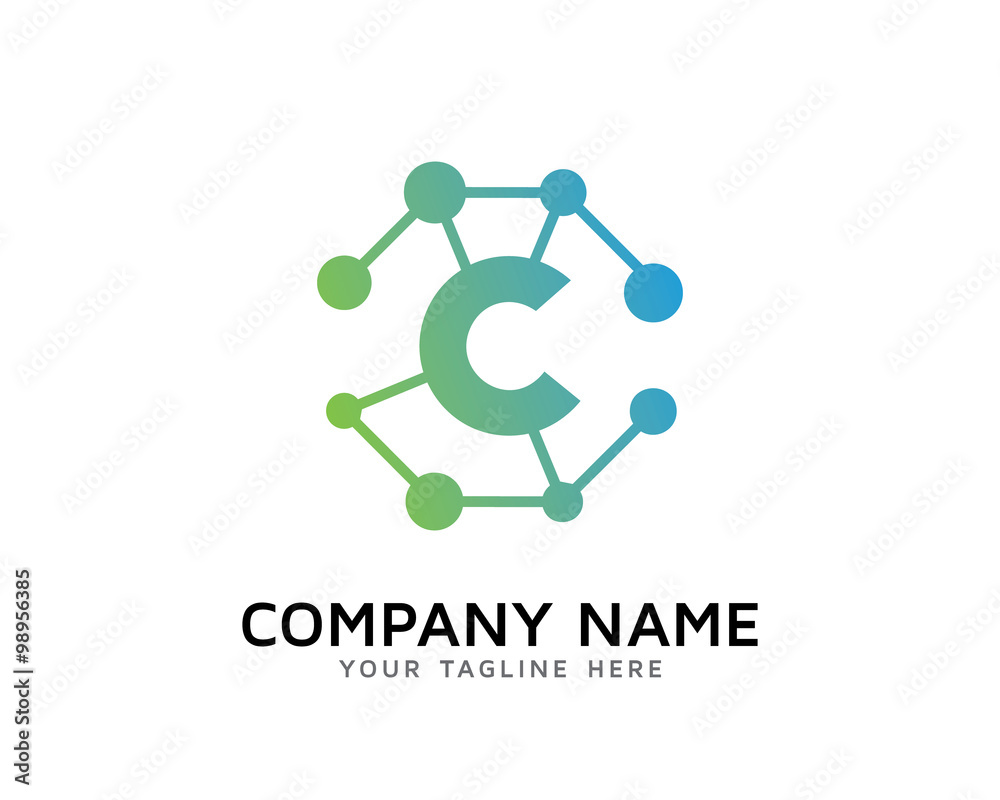 Letter C Connecting Network Logo Letter C Connecting Network Logo
